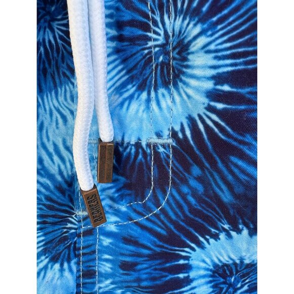 Bonni Beemers Mens Large Blue Tie-Dye Swim Shorts With Elastic Waist & Drawstrin - Picture 7 of 7
